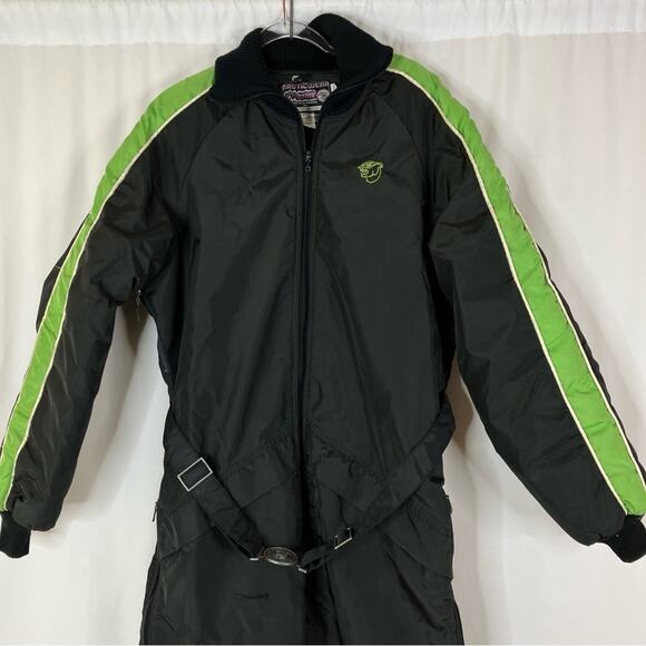 Arctic Wear | Men's Vintage Black & Green Belted Coverall Snowsuit M TALL - Picture 2 of 10